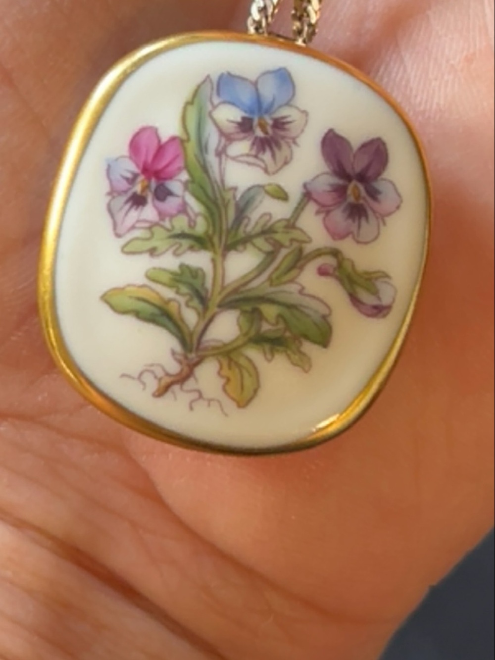 Vintage  Royal Copenhagen (RCP) hand-painted porcelain pendant
